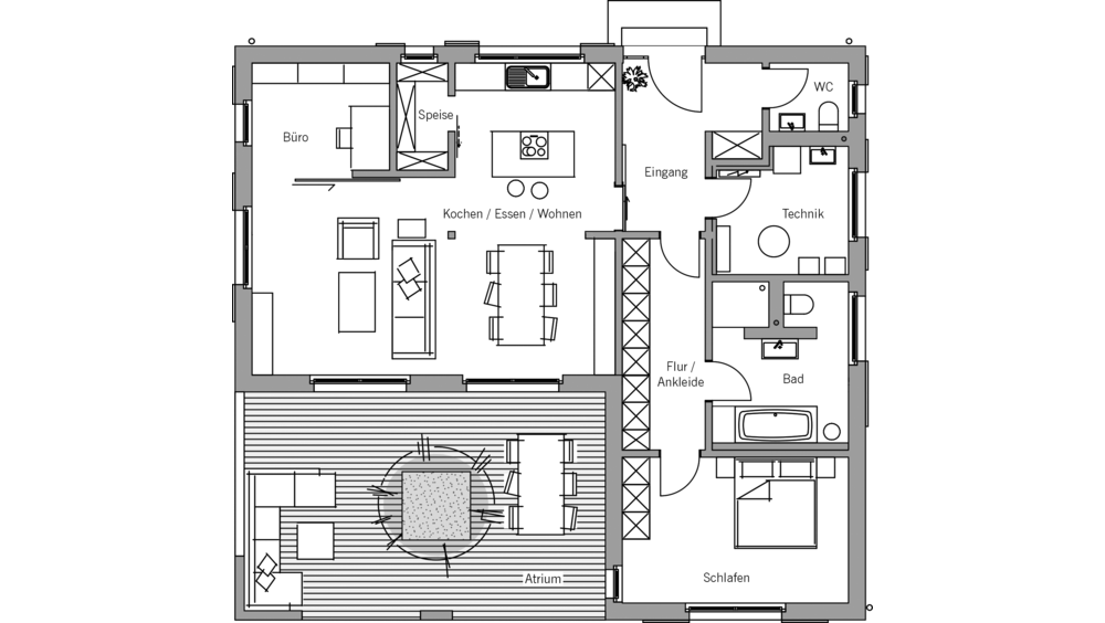 Architekturentwurf Atrium Grundriss