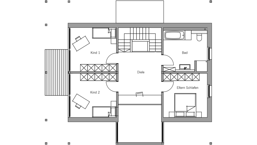 Architekturentwurf Ausblick Grundriss Obergeschoss