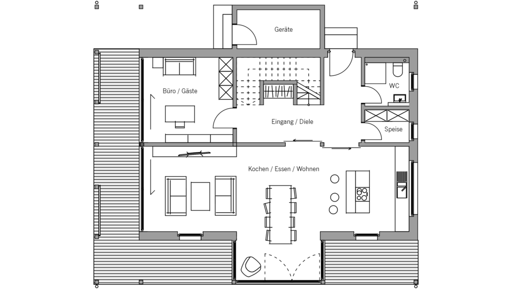 Architekturentwurf Ausblick Grundriss Erdgeschoss