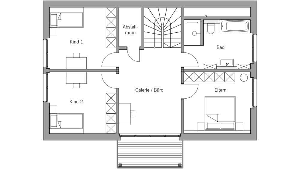 Architekturentwurf Klassik Grundriss Obergeschoss