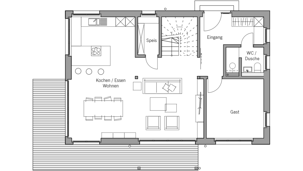 Architekturentwurf Klassik Grundriss Erdgeschoss