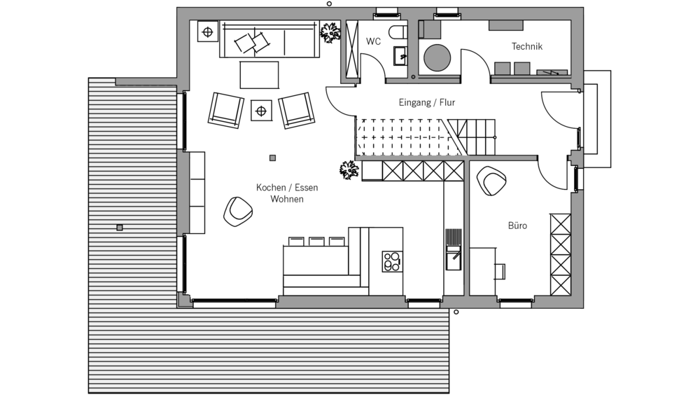 Architekturentwurf Kontur Grundriss Erdgeschoss