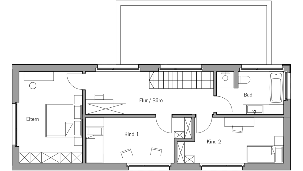 Architekturentwurf Lichtblick Grundriss Obergeschoss