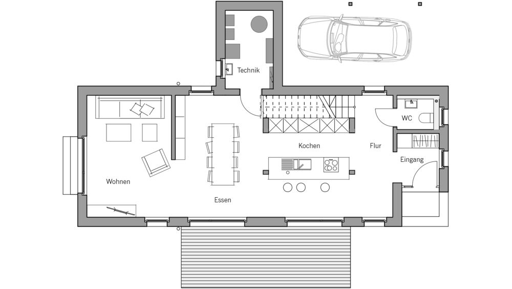 Architekturentwurf Lichtblick Grundriss Ergeschoss