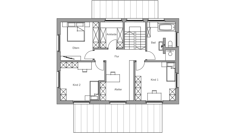 Architekturentwurf Nordic Grundriss Obergeschoss