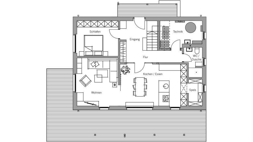 Architekturentwurf Nordic Grundriss Erdgeschoss