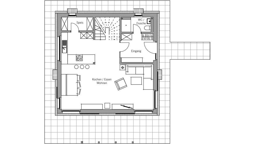 Architekturentwurf Stadtfein Grundriss Erdgeschoss