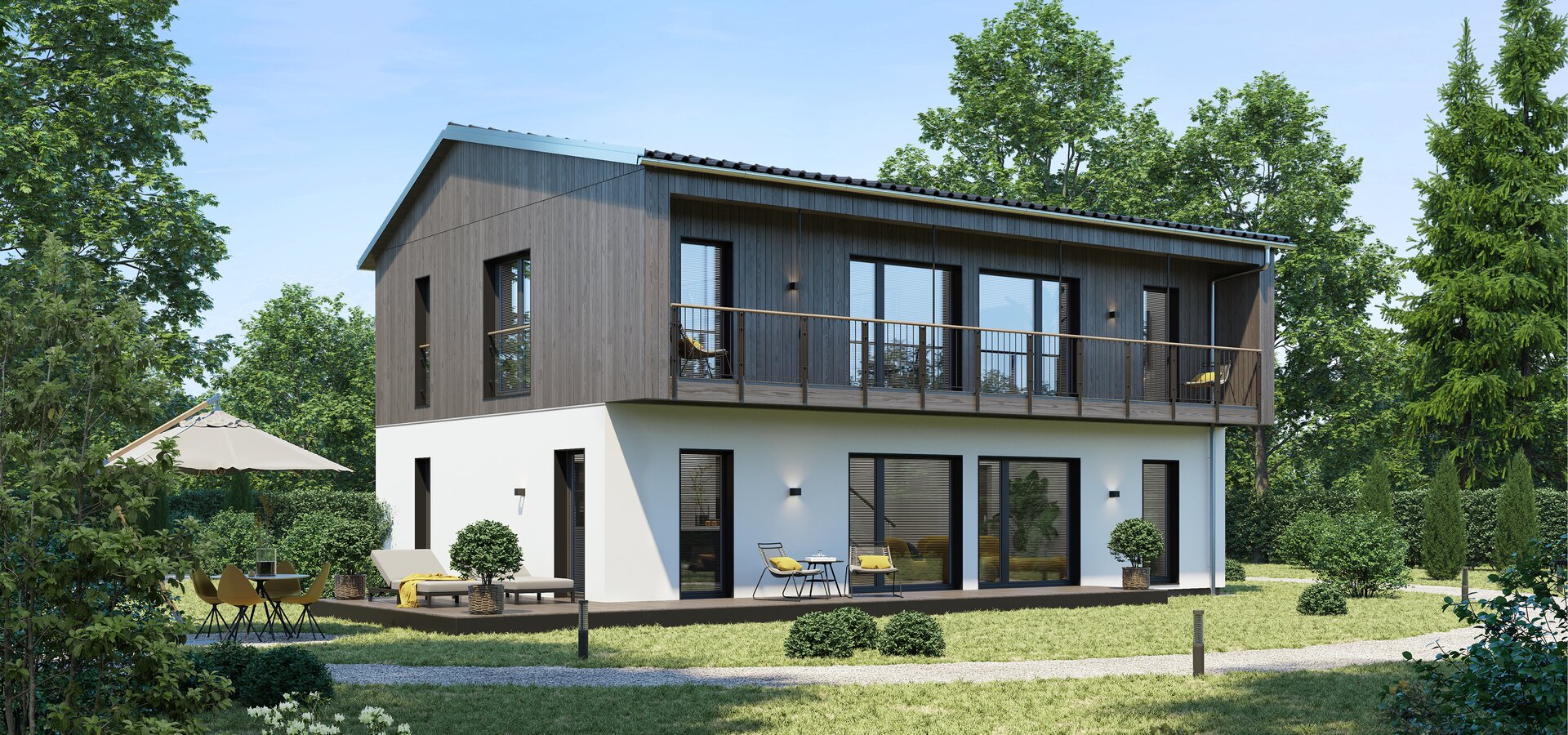 Architekturentwurf Vorsprung Terrassenansicht