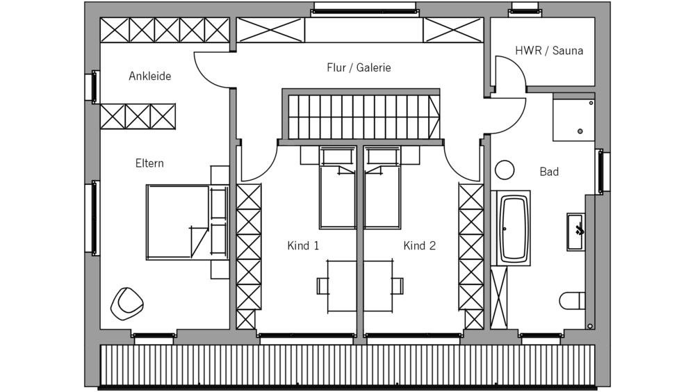 Architekturentwurf Vorsprung Grundriss Obergeschoss