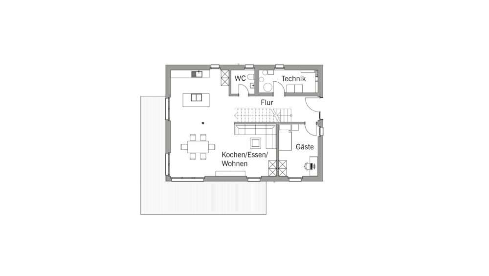 Häuser Grundrisse zum Weiterplanen Hochhinaus EG