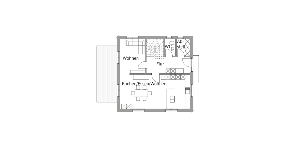 Architekturentwurf Stadthaus Grundriss EG