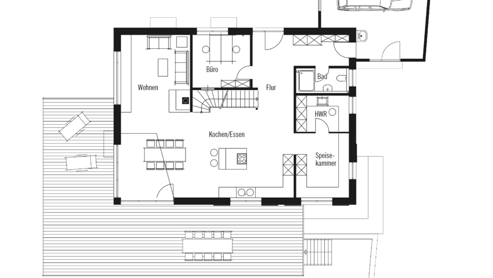 Grundriss Erdgeschoss von Modern Living