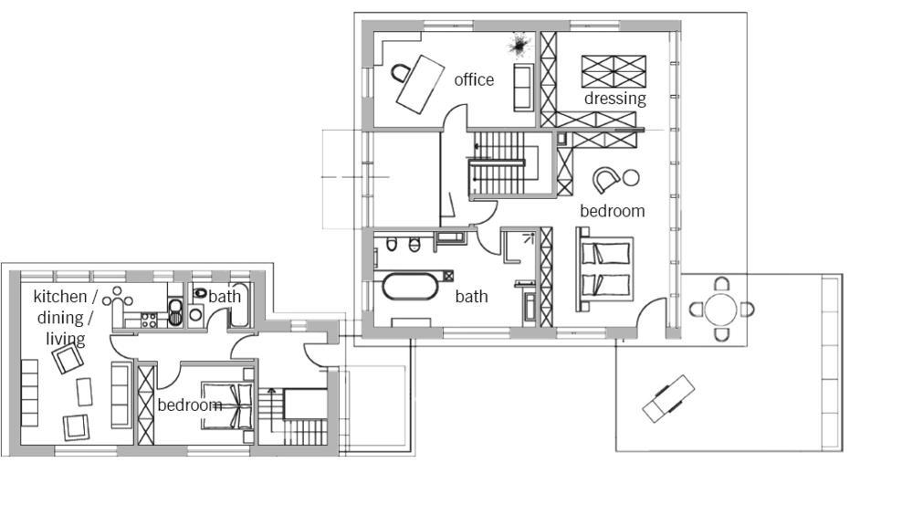 Grundriss englisch von Tessin Dachgeschoss