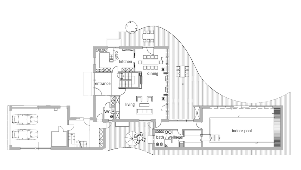 Grundriss englisch von Tessin Ergeschoss