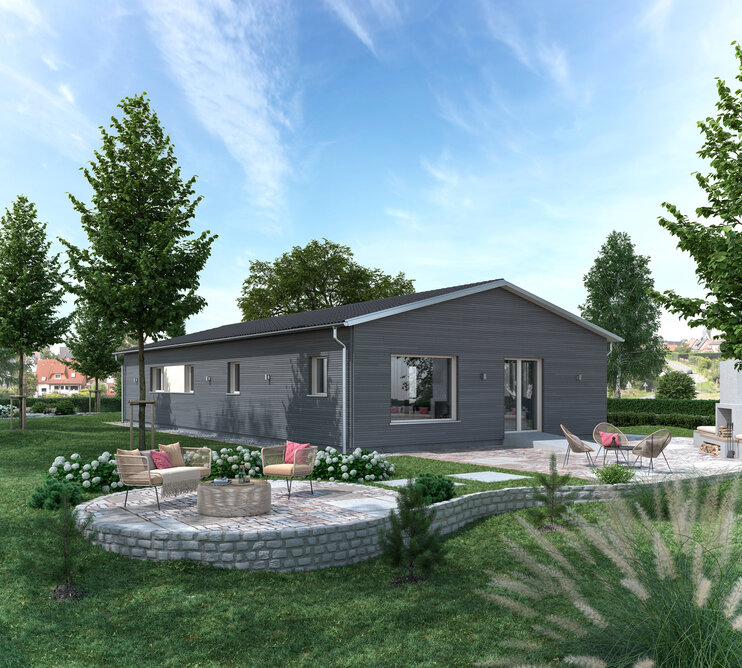 Architekturentwurf Retro Terrassenansicht