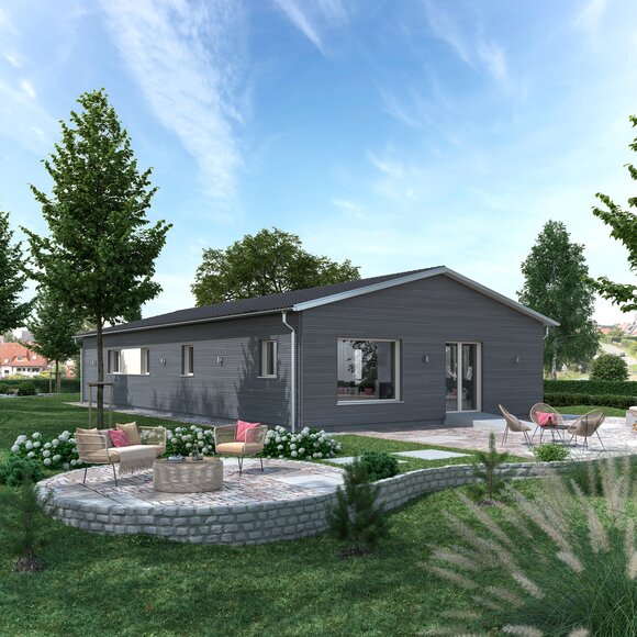 Architekturentwurf Retro Terrassenansicht