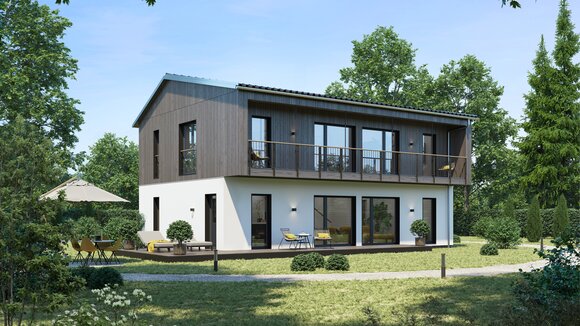 Architekturentwurf Vorsprung Terrassenansicht