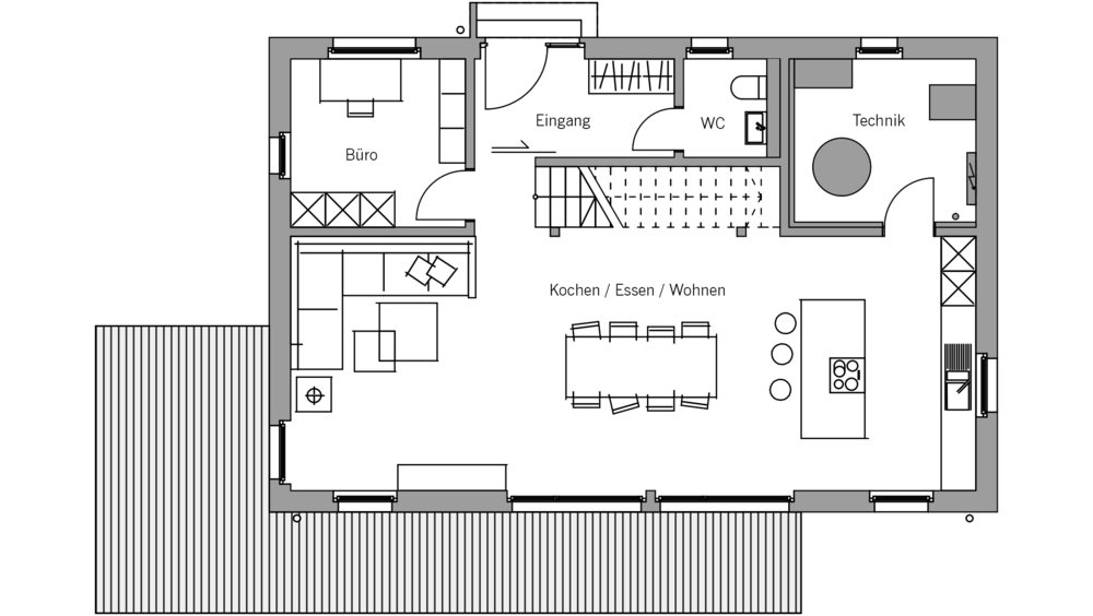 Architekturentwurf Vorsprung Grundriss Ergeschoss
