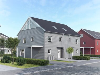 Architekturentwurf Doppelhaus Eingangsbereich mit Carport